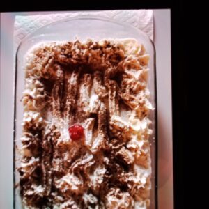Tres leches cake portion