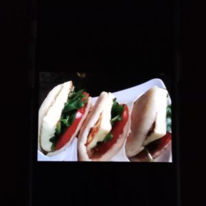 Venezuelan arepa white cheese ham tomato to taste
