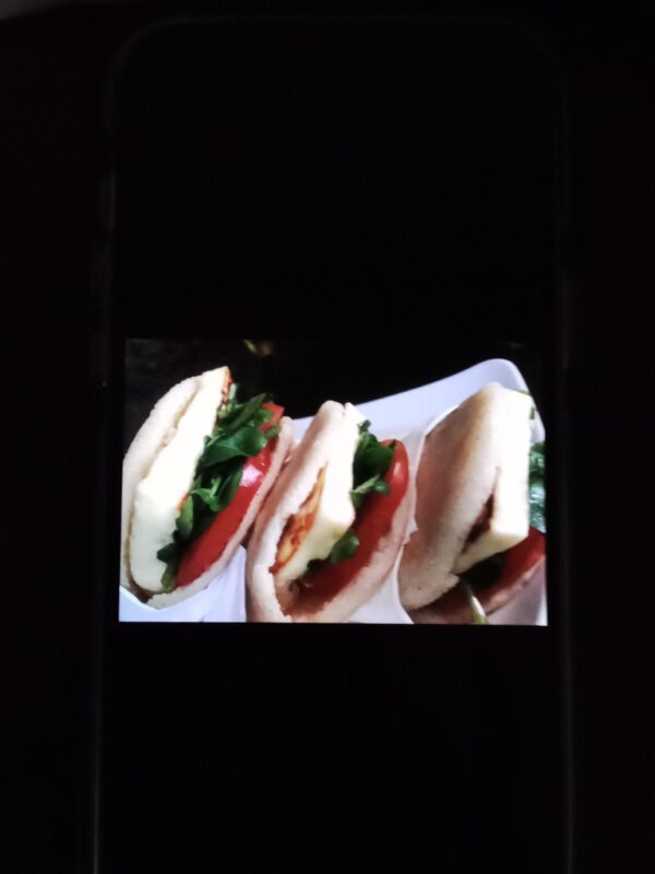 Venezuelan arepa white cheese ham tomato to taste